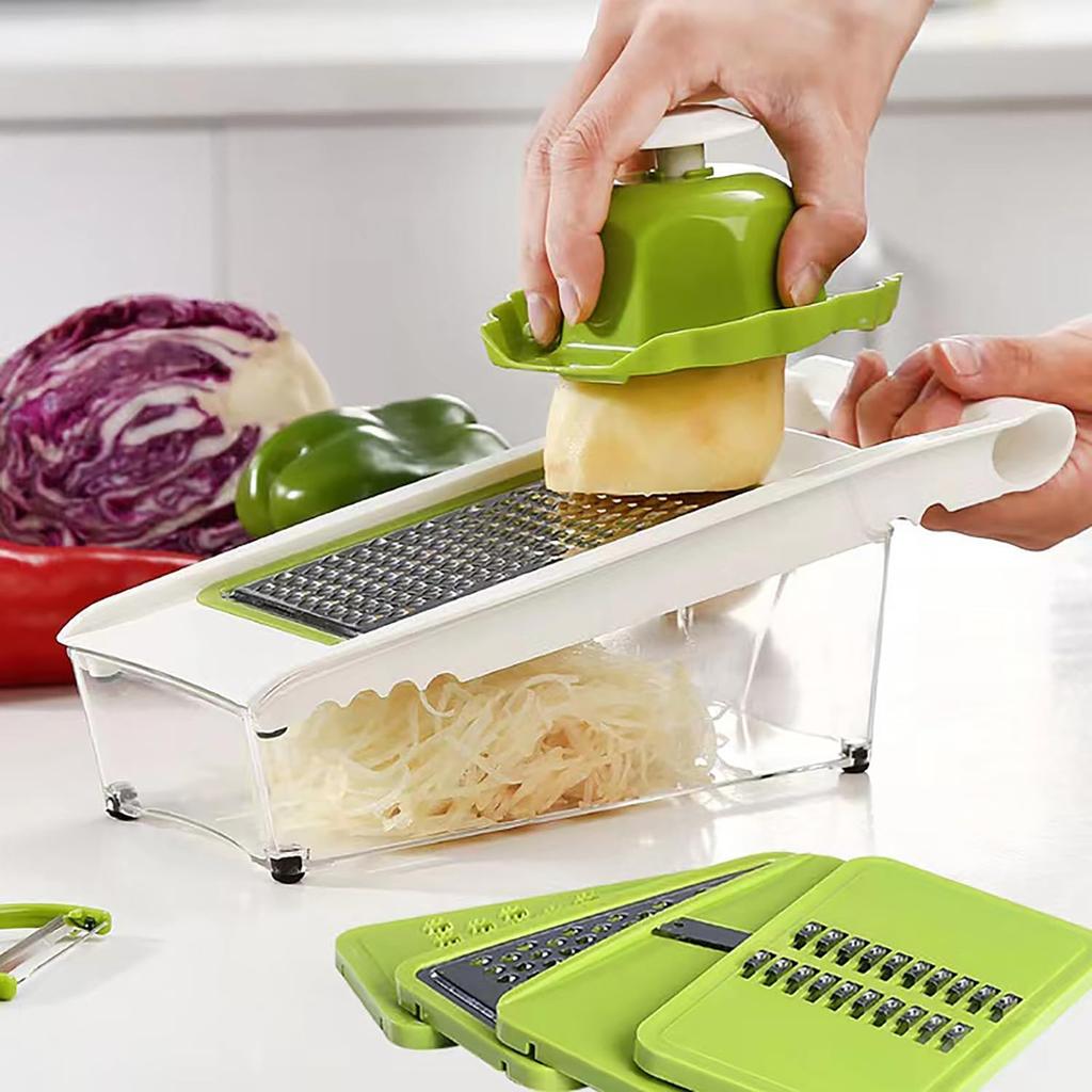 Cheese Grater with Container,5 In 1 Mandoline Slicer for Kitchen,Multi Purpose Vegetable Slicer, Easy to Clean Vegetable Chopper,Cheese