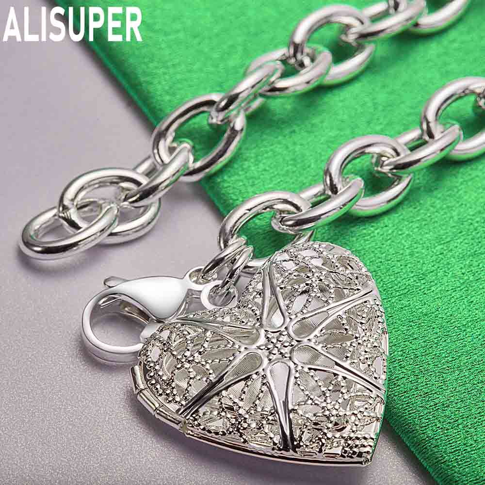 925 Sterling Silver Exquisite Art Love Side Chain Charming Bracelet Gift Jewelry