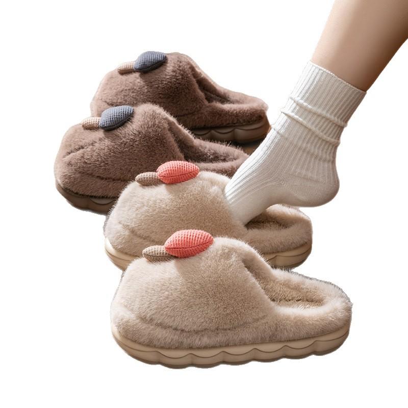 Cotton slippers women's autumn and winter 2025 new cartoon small mushroom indoor home velvet thick-soled super warm cotton shoes women