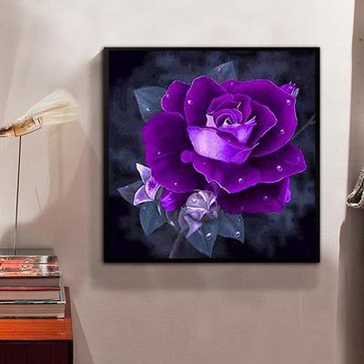 5D Diy Diamond Painting Purple Rose Diamond Embroidery Full Lay Anime Cross Stitch Kits Home Decor Handmade Gift