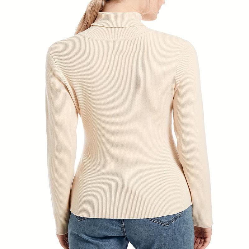 Naiste mood vabaaja sügistalvised ühevärvilised pikkade varrukatega kampsunid kõrge kaelusega