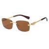 Spice Girl Frameless Sunglasses Women'S Metal Leopard Head Premium Sense Sunglasses Street Shooting Personality Versatile Glasses Men