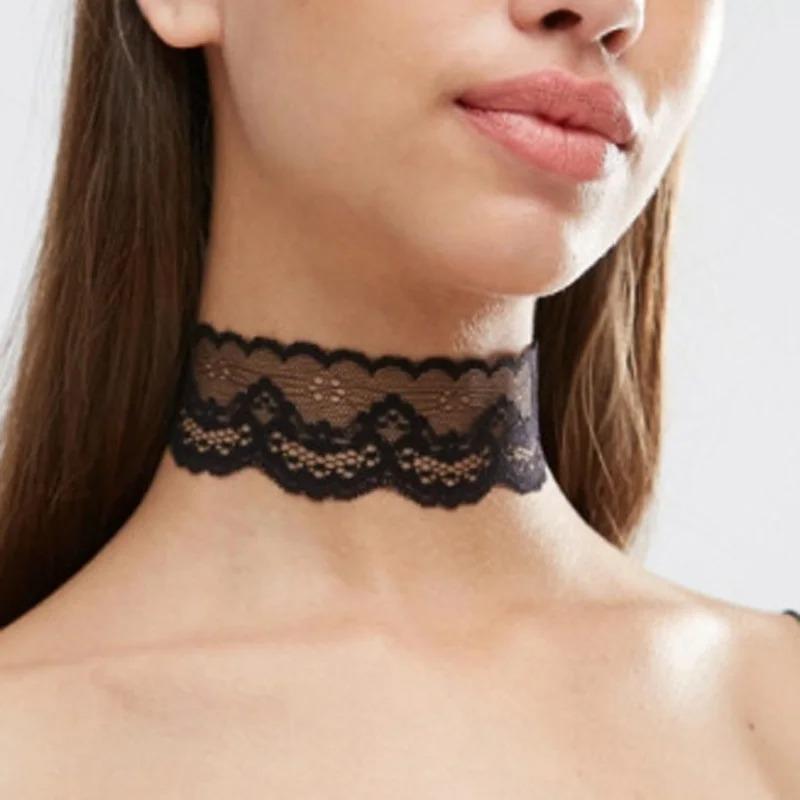 Hot Newest  Fashion Jewelry Accessories Black White Hollow Lace Choker Necklace  for Couple Lovers