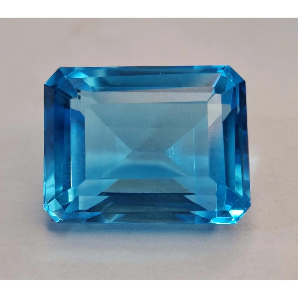 21-23 Ct Natural Swiss Blue Topaz Emerald Cut Beautiful Certified Gemstone