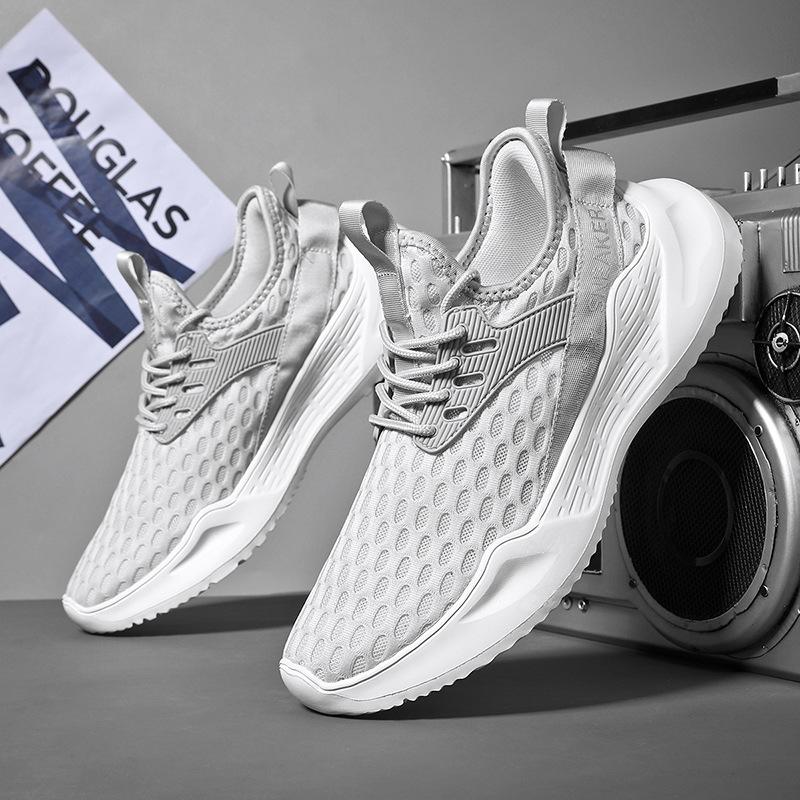 

Sneakers summer breathable new flying flag mesh casual shoes ultra-light shoes 46 сірий колір