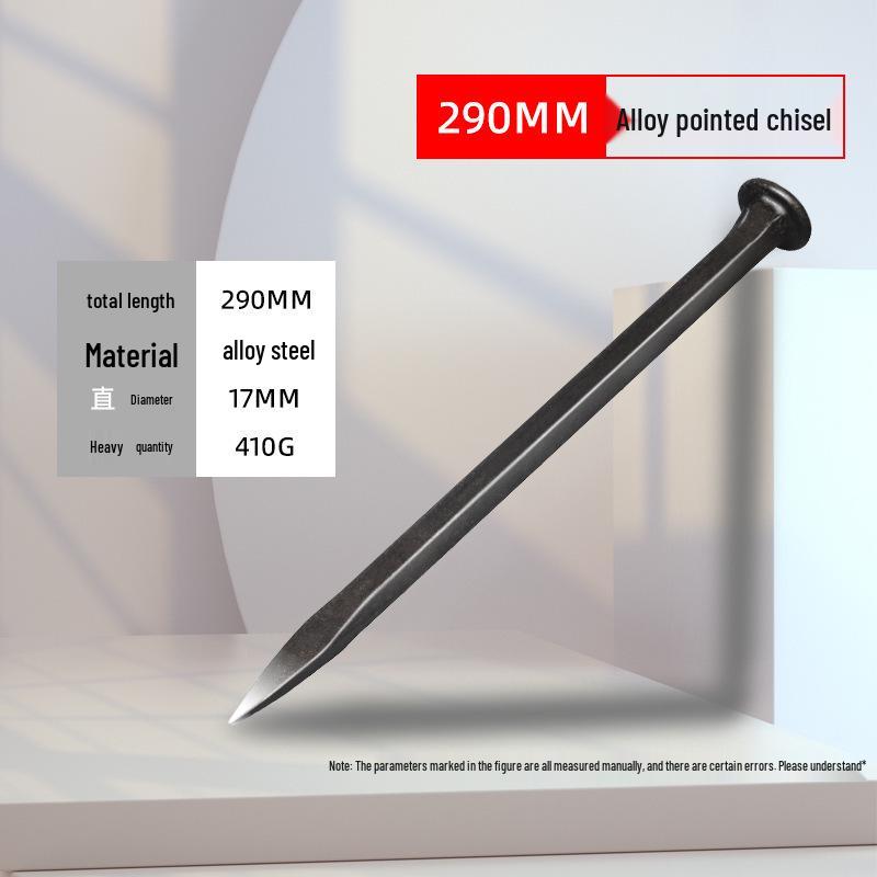 Masonry Carbon Steel Chisel Set: Flat & Pointed Chisels for Cement and Stonework with Alloy Tips & Stonemason Hammer.