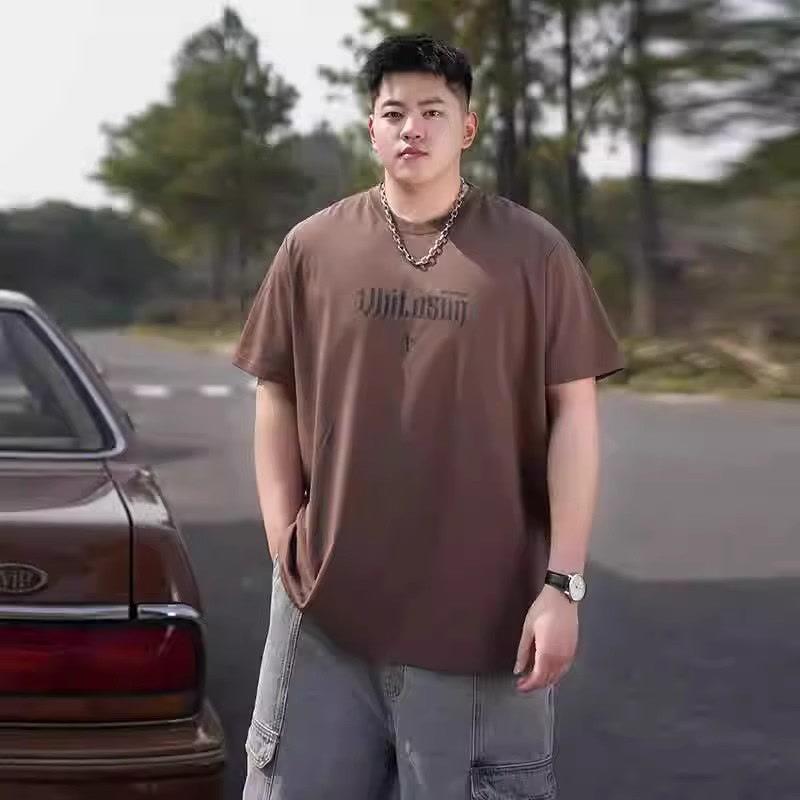 Fake two hundred matching stretch solid color fit wrinkle loose men's short-sleeved fashion short-sleeved top comfortable lightweight T-shirt