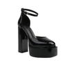 34-48 Verano Cabeza Redonda Tacón Grueso Tacones Súper Altos Boca Ligera Pie Desfile de Moda Talla Grande Zapatos Individuales Mujer