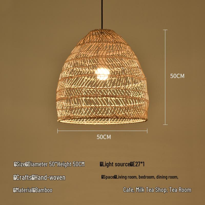 A8L Bamboo Pendant Lamp: New Chinese Zen Style, Rattan Woven Design, Ideal for Tea Rooms, Dining Areas & Teahouses with Japanese Antique Touch.