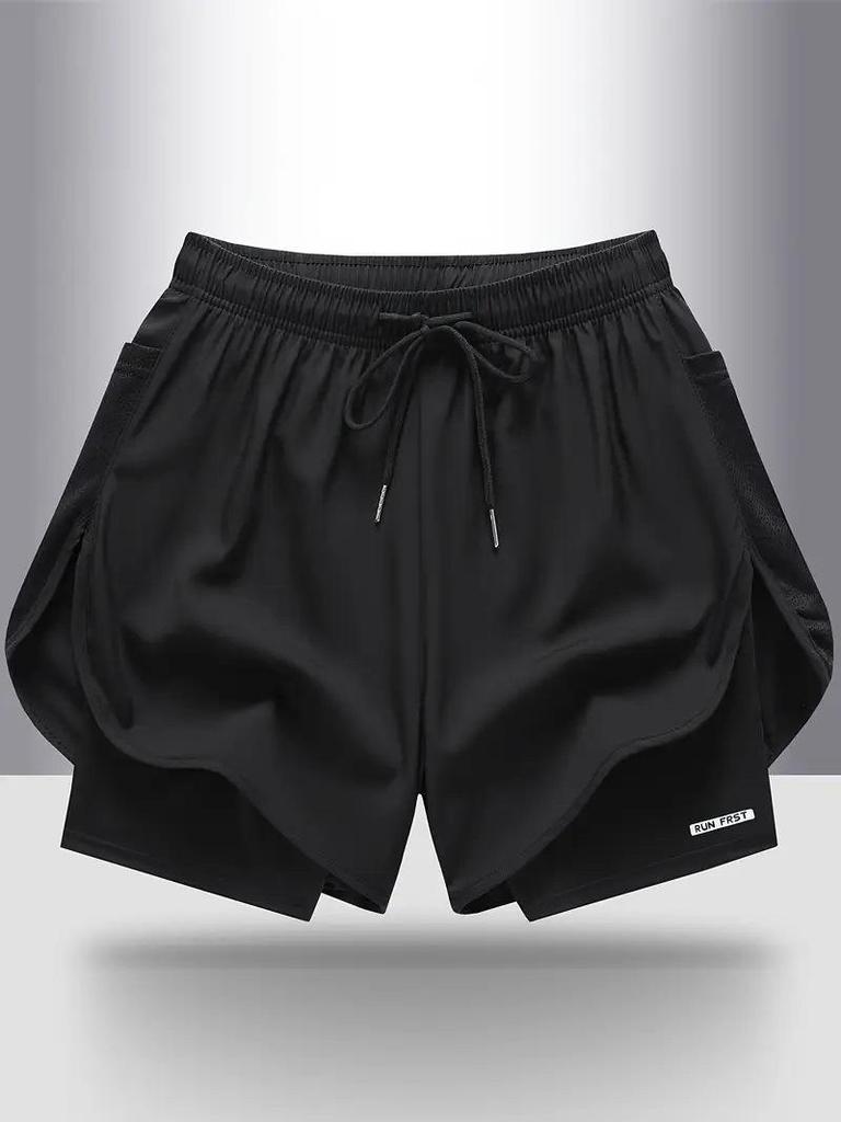 Women's Summer Quick-Dry Breathable Yoga Shorts with Faux Two-Piece Design