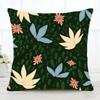 Dark Green Floral Pillow Case Fashion Square Pillowcase Bedroom Sofa Room Ins Decoration Leisure