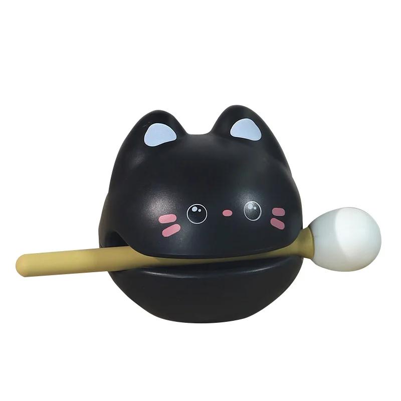 1PC Cute Cartoon Wooden Fish Funny Decompression Toy Soundmaking Percussion Instrument Fortunate Wooden Fish Cat Figurines Decor