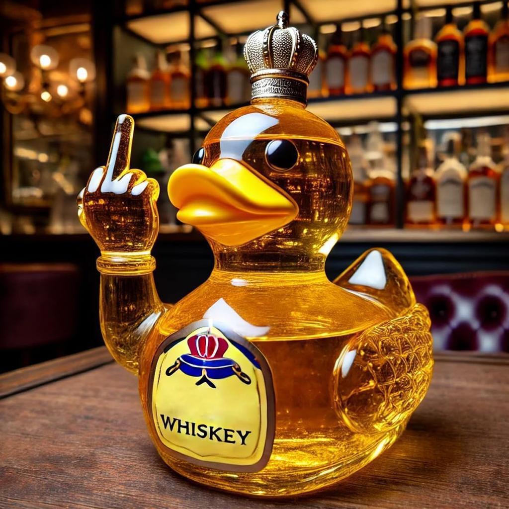Middle Duck Design Alcohol Bottle -  Creativity Duck Glass Container with Airtight Screw Cap, Unique Gift for Men