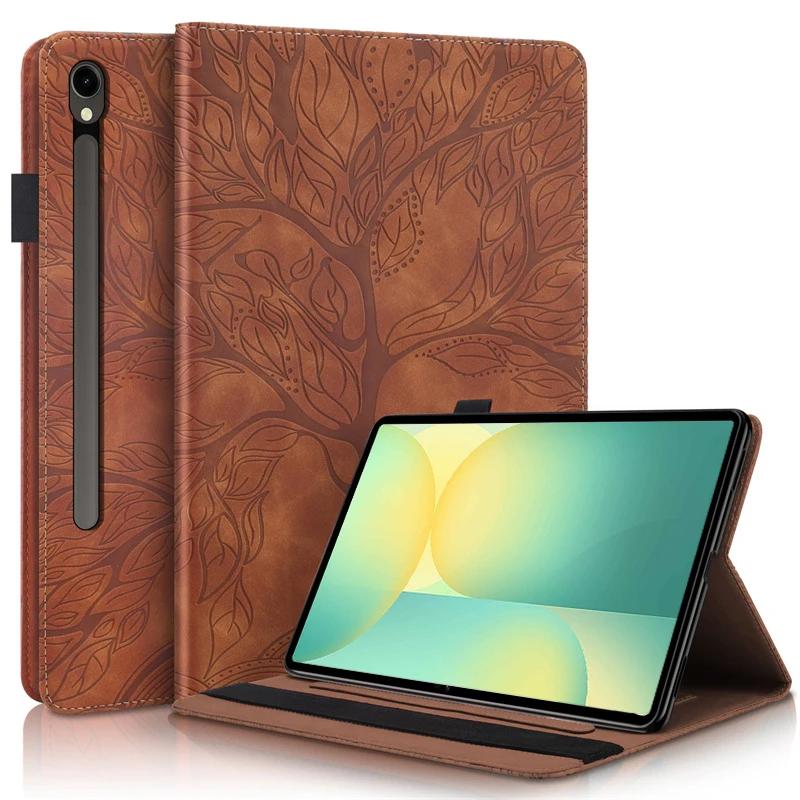 Funda for Samsung Tab S10 FE Case 10.9" Embossed Tree Leather Wallet Flip Cover for Galaxy Tab S10 Fe Sm-x520 X526b Case Coque