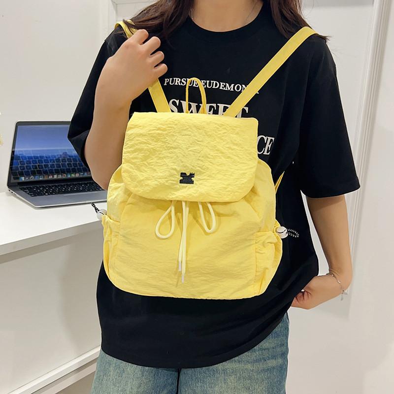 Printed Casual Checkered Backpack With Drawstring Design For Kids Daily Use