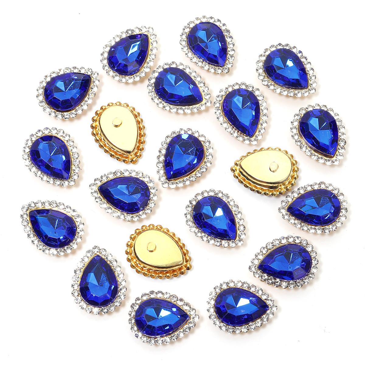 

20pcs Sunflower Waterdrop Shape Sewing Claw Rhinestones Crystals Glass Beads Buttons Stones Sew On Rhinestone for Clothes Sewing темно-синього кольору