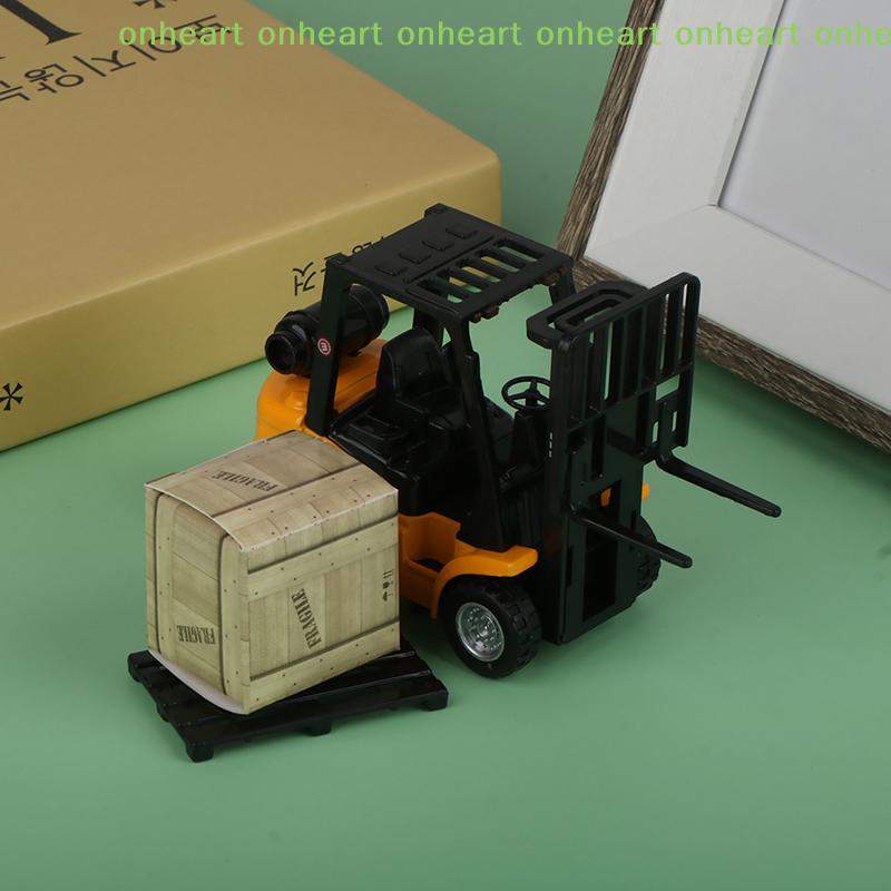 [C]Alloy Die-Cast Model Vehicle Construction Forklift Friction Toy Cargo Pallet Interactive Toy For Boys Girls Xmas Gift