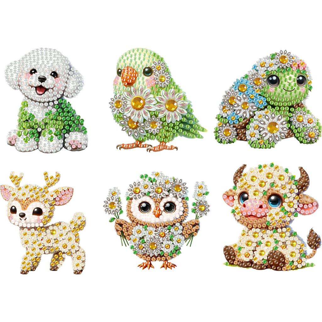6Pcs Acrylic Daisy Animal Fridge Stickers Diamond Art Fridge Magnet Diamond Painting Refrigerator Magnet for Car Mailbox Decor