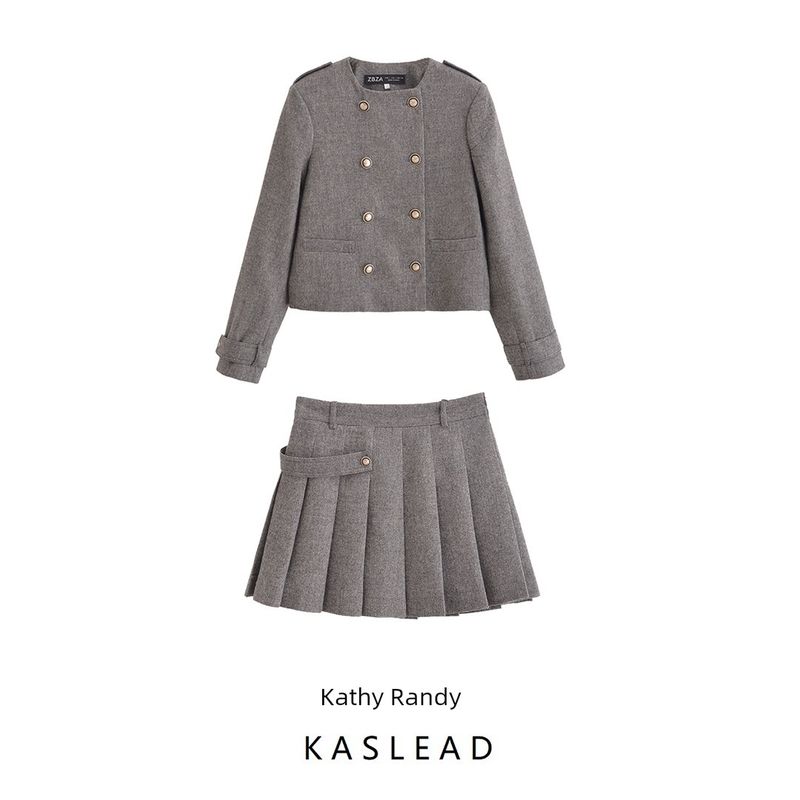 Kaslead New Arrival Women's Fashion Style Decorated Row Button Blended Outwear Skirt 0034250 0034251