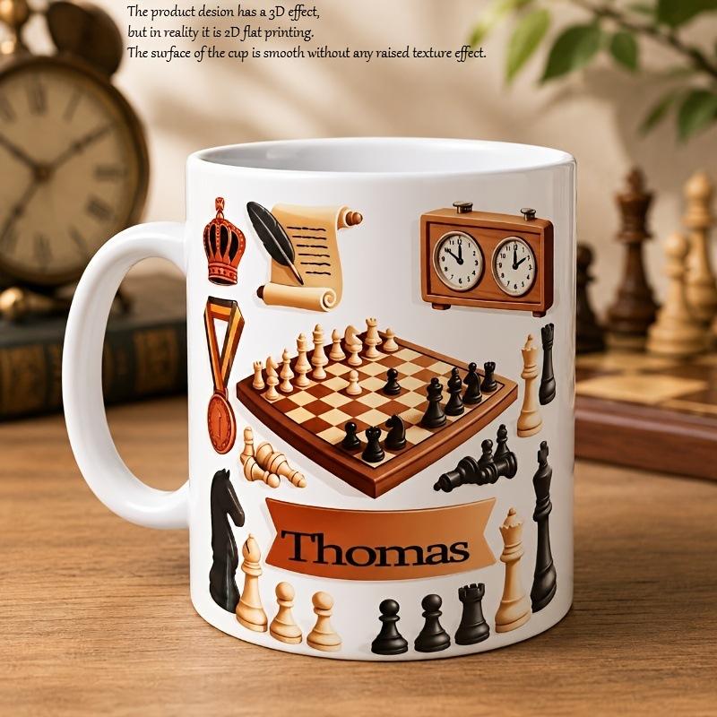 Chess ceramic cup Commemorative gift for friends and relatives Ceramic horse cup Water cup 301-400ml белый