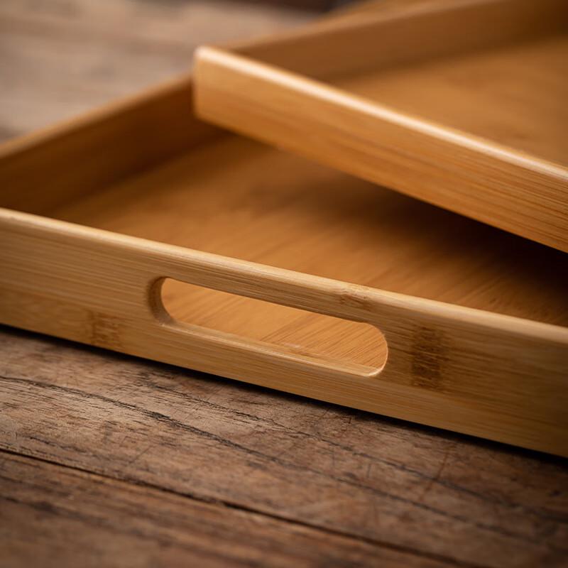 Japanese Style Rectangular Bamboo Multi-Compartment Snack Tray