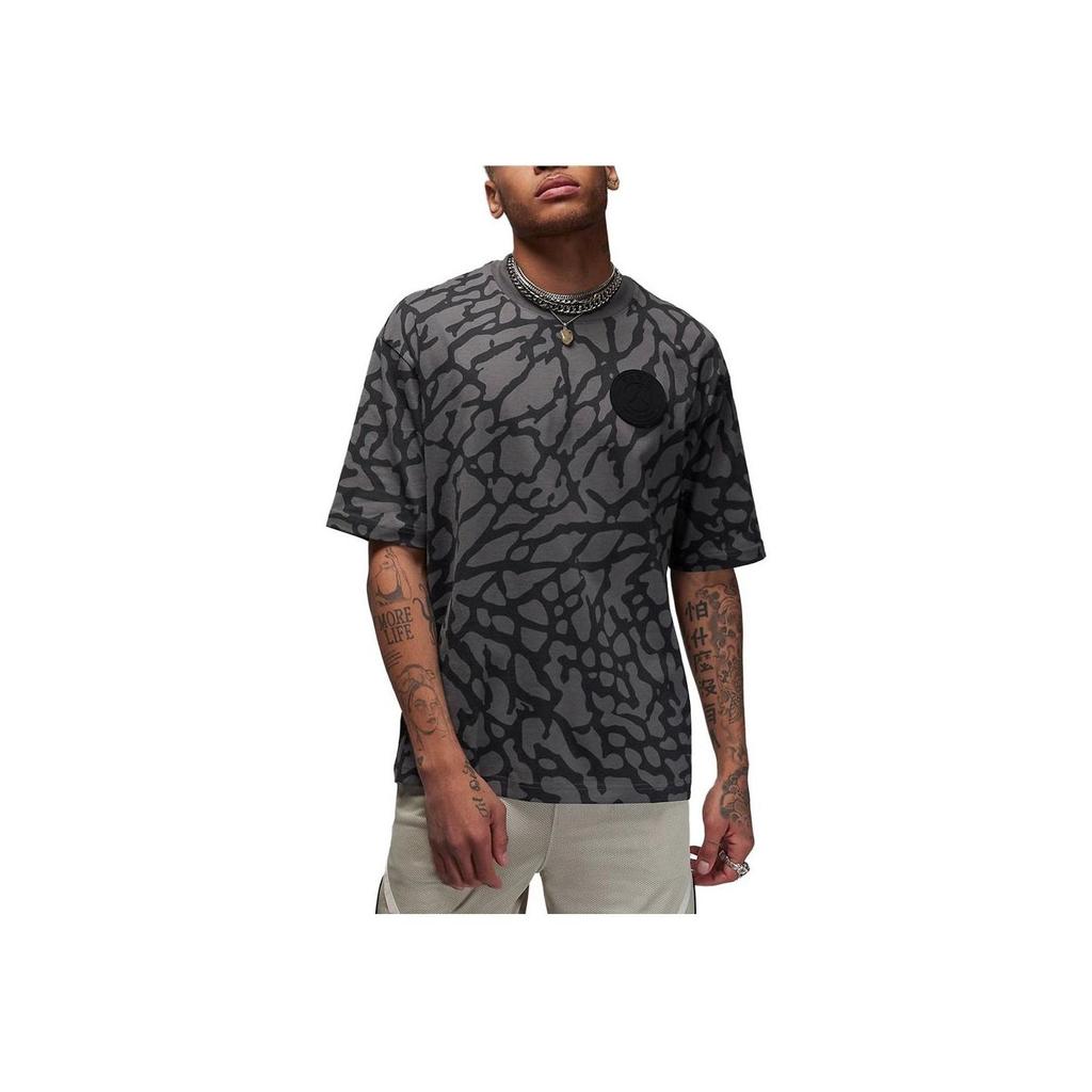 Jordan T-shirt Casual Girocollo a Maniche Corte con Stampa Paris Saint-Germain Uomo Top Nera DZ2912-068