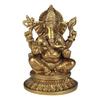 Pure Brass Four Armed Seated Ganesha Idol, Decorative Showpiece, Golden -9 Inch