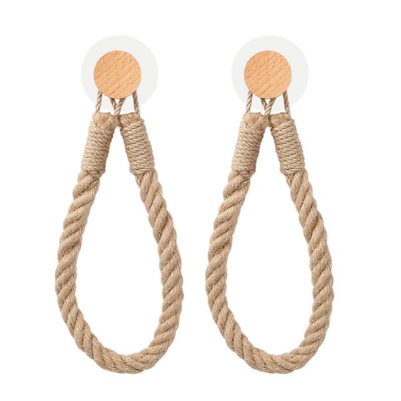 

2Pcs Washroom Decorative Tissue Holder Hanging Rope Toilet Paper Rack None Drilling Roll Paper Holder Enduring 1