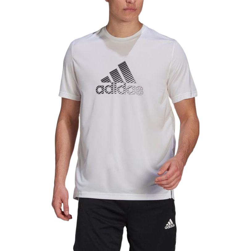 adidas T Shirts Men's White Crew Neck Moderate Straight Fit GM8348