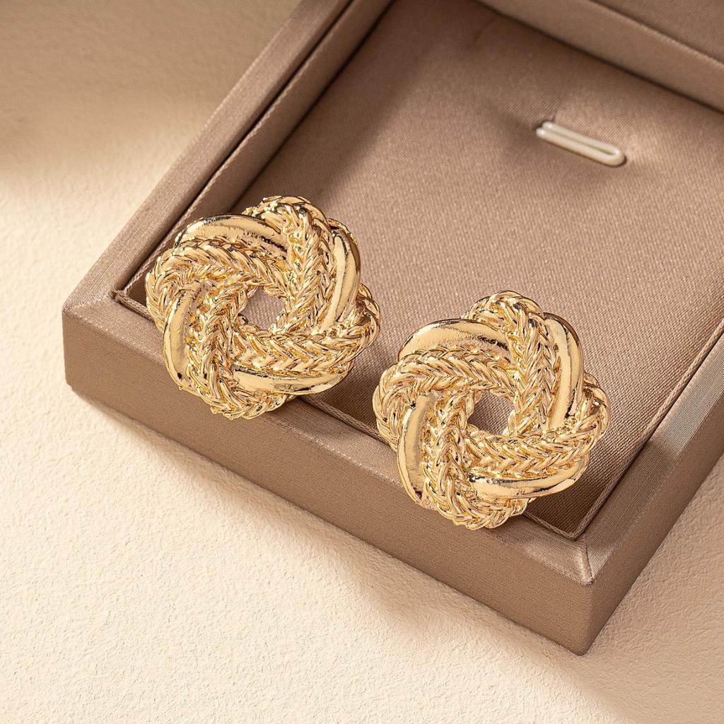 Simple Alloy Geometric Earrings Line Winding Twist Hollow Knotted Earrings Stud Earrings Jewelry