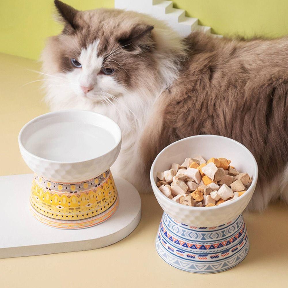 Ceramic Cat Bowl Creative Pet Drinking Feeder Bohemian Style Dog Food Feeding Basin  Pet Snack