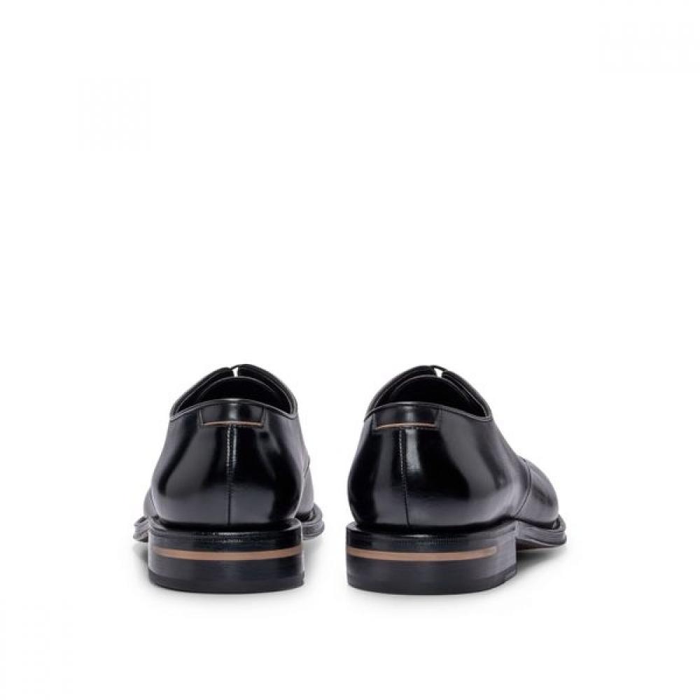 Boss 30  Off Burnished Leather Italian Made Derby Shoes Black  50506009001 