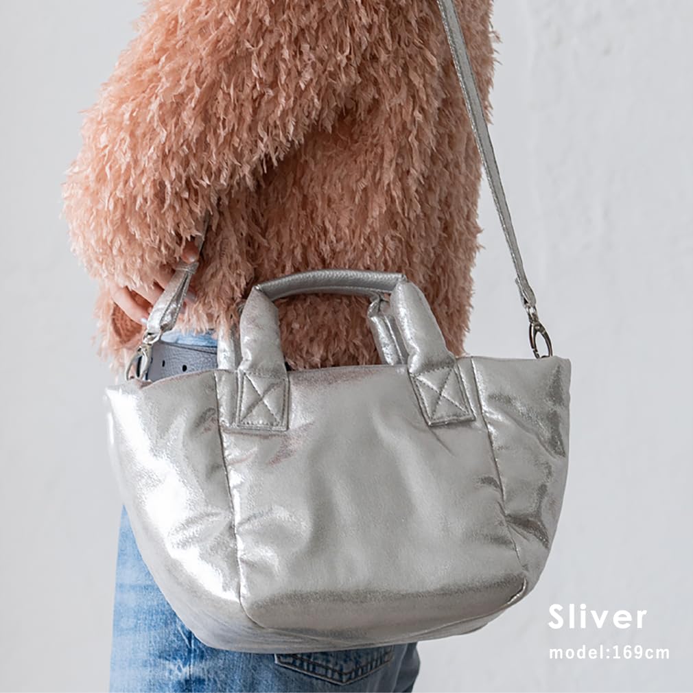 VITAFELICE Glitter Tote Bag for Women 2-Way (inb-10176p) (Silver)