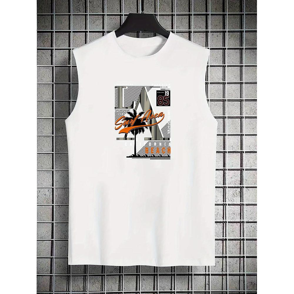 

Classic Crew Neck Tank Top Solid Color Versatile Wear XXL чорний