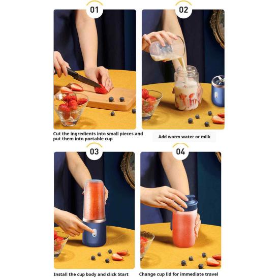 Portable Juicer Blender Fruit Juice Mixer 400ML Large Capacity BPA Free Rechargeable Wireless Electric Juicer