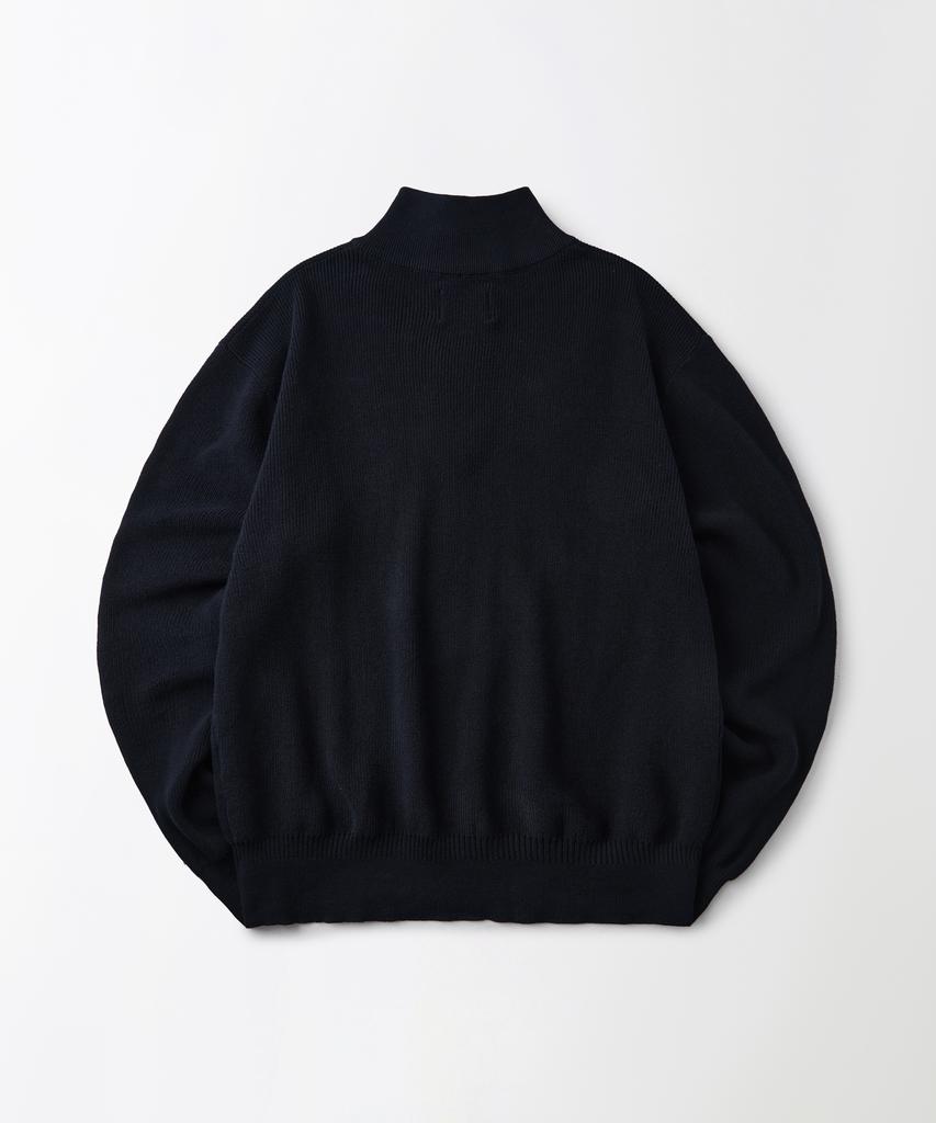OUTSTANDING Half Zip-Up Knit Sweater_Navy
