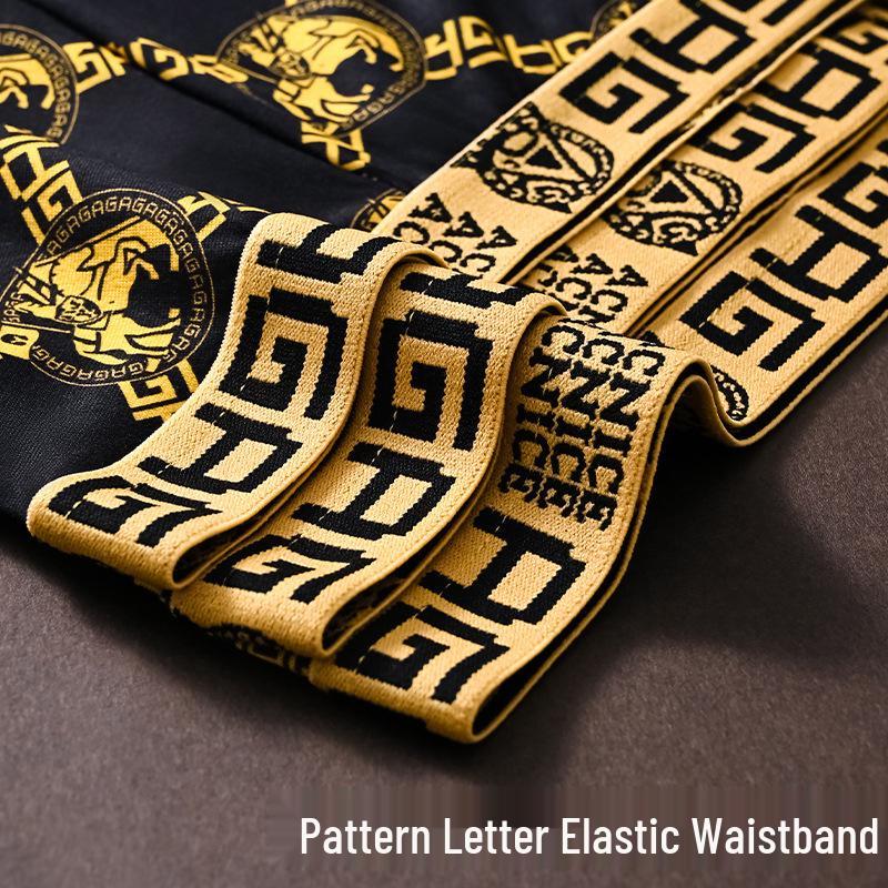 Men's Luxury Black & Gold Boxer Shorts - Loose Fit, Plus Size, Trendy for Teens & Adults