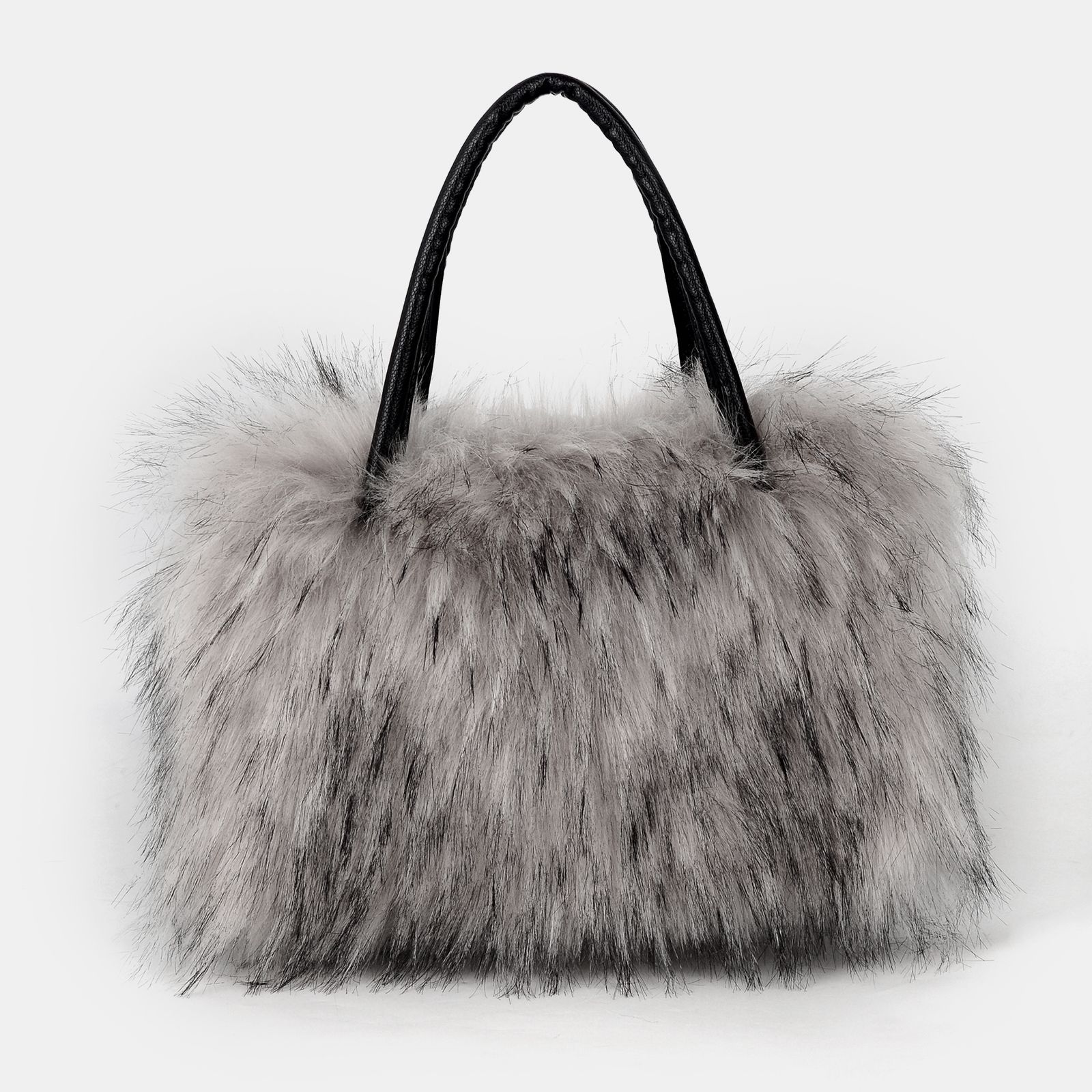 

Модная новая плюшевая сумка из искусственного енота, сумка-тоут, темпераментная женская сумка, большая вместимость, сумка из искусственного меха серый