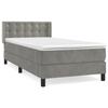 Lit avec matelas - Maison Exclusive - 90x200 cm - Velours gris clair - Tête de lit réglable