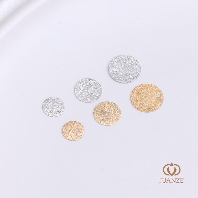 Small Frosted Metal Round Disc Charm for DIY Jewelry