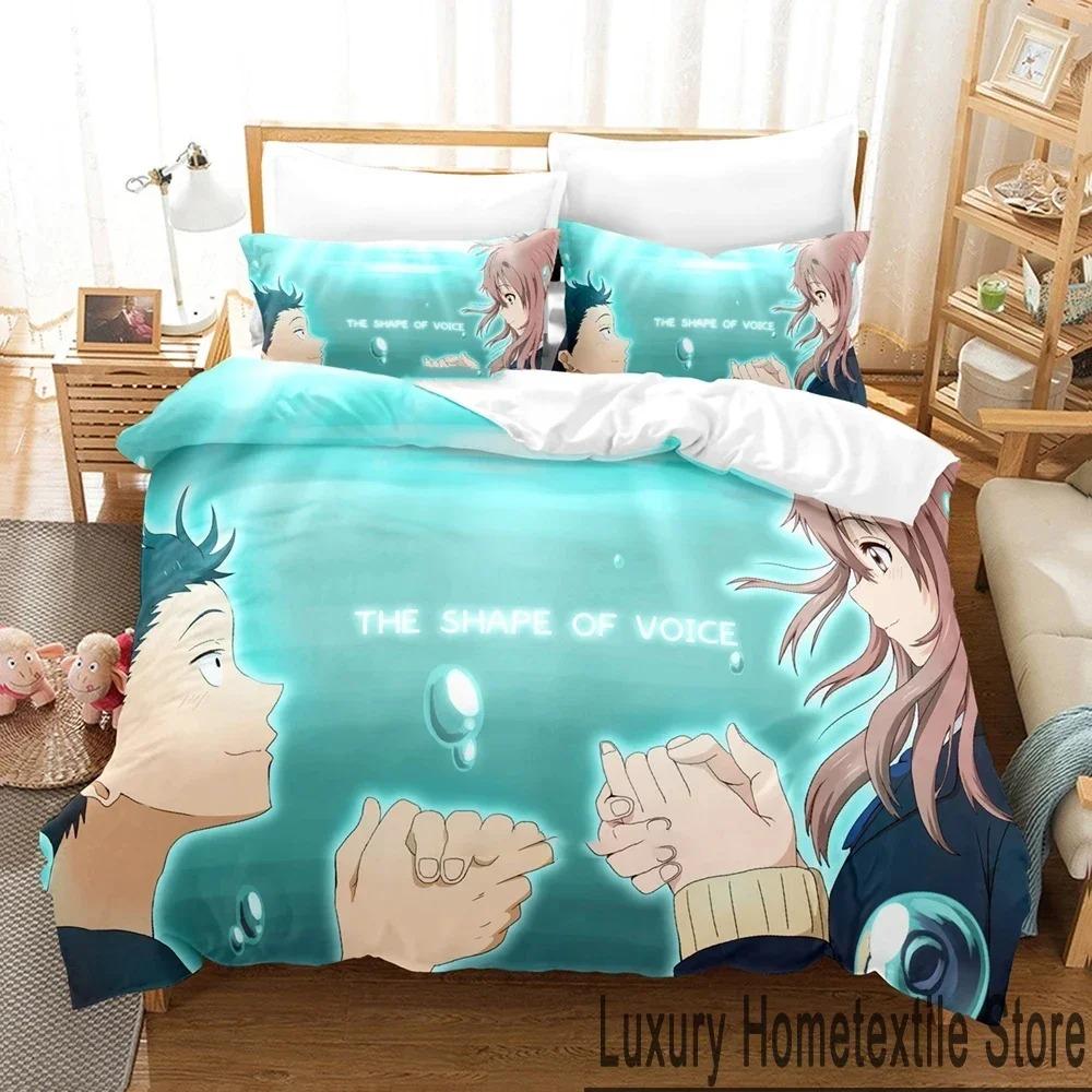 Anime A Silent Voice The Shape of Voice Bedding Set Duvet Cover Bed Set Quilt Cover Pillowcase Comforter King Queen Size