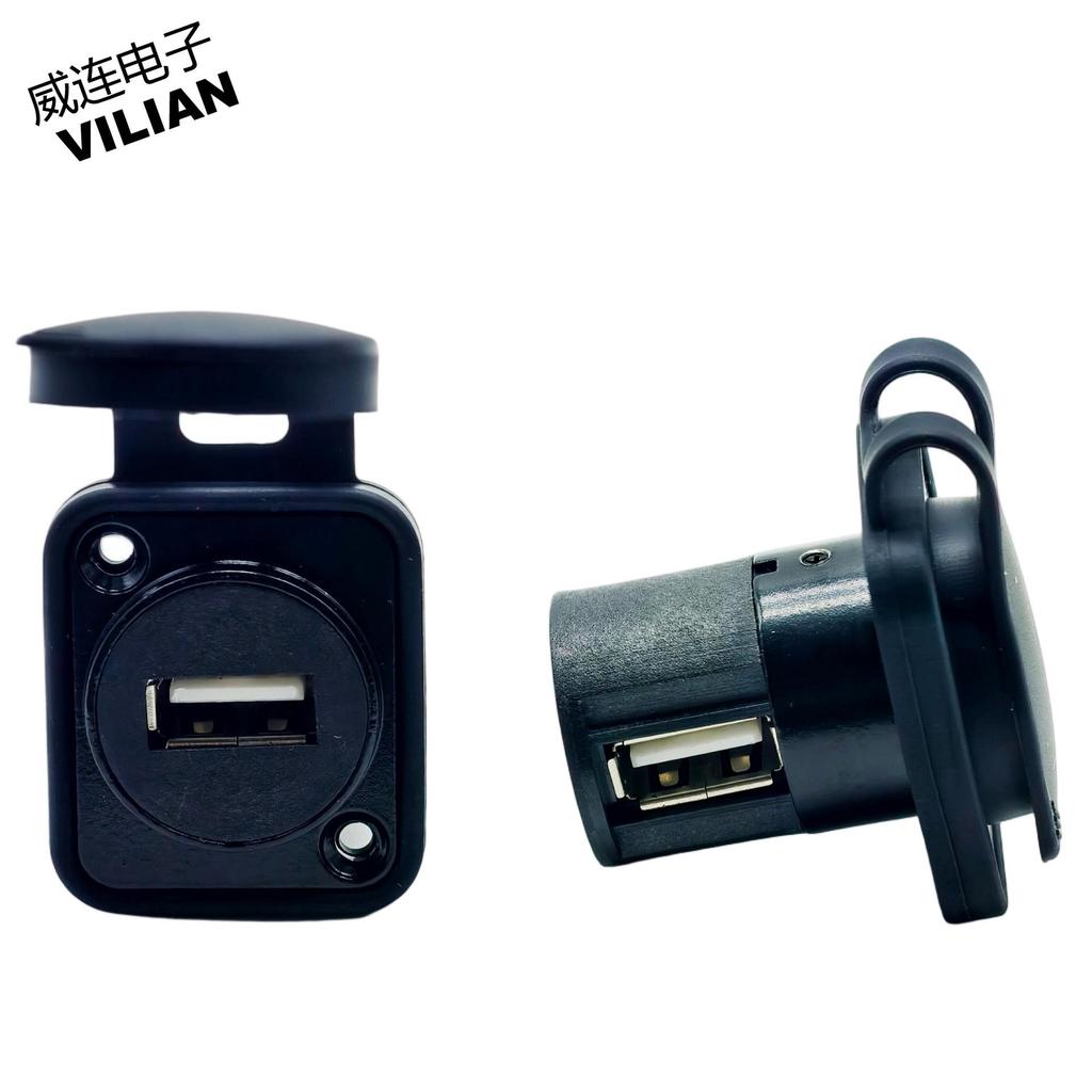 USB Type D Panel Mount Waterproof Female Socket (USB 2.0/3.0) for Digital Data Transfer
