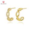 S925 Sterling Silver Needle, Pig Nose, Chain Ear Studs, Rose Gold Ear Rings, Ins Style, Trendy And Light Luxury Girl