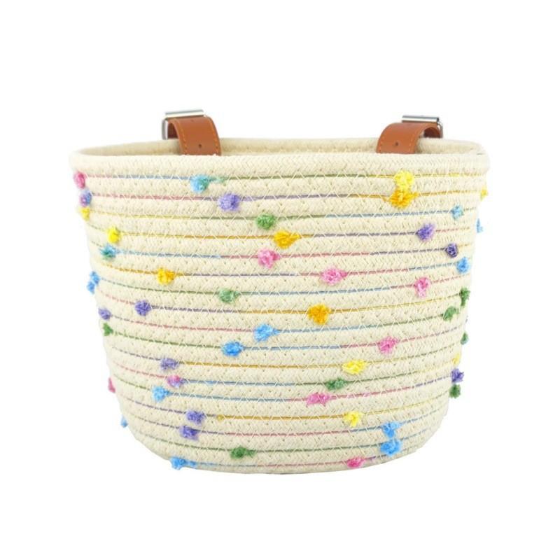 Handwoven Cotton Bike Basket Kids Foldable Front Snacks Toys Storage