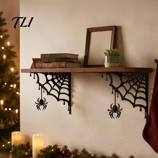 Weather Resistant Metal Craft 2Pcs Spider Web Corner Wall Art, Signs Outdoor Decor, Gothic Artistic Decor Minimalist Aesthetic Sculpture
