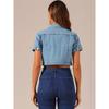 2026 Women's Light Blue Denim Short-Sleeved Casual Jacket