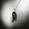 Gothic Coffin Cross Pendant Necklace - Halloween Jewelry for Men and Women - Unisex Large Cross Necklace