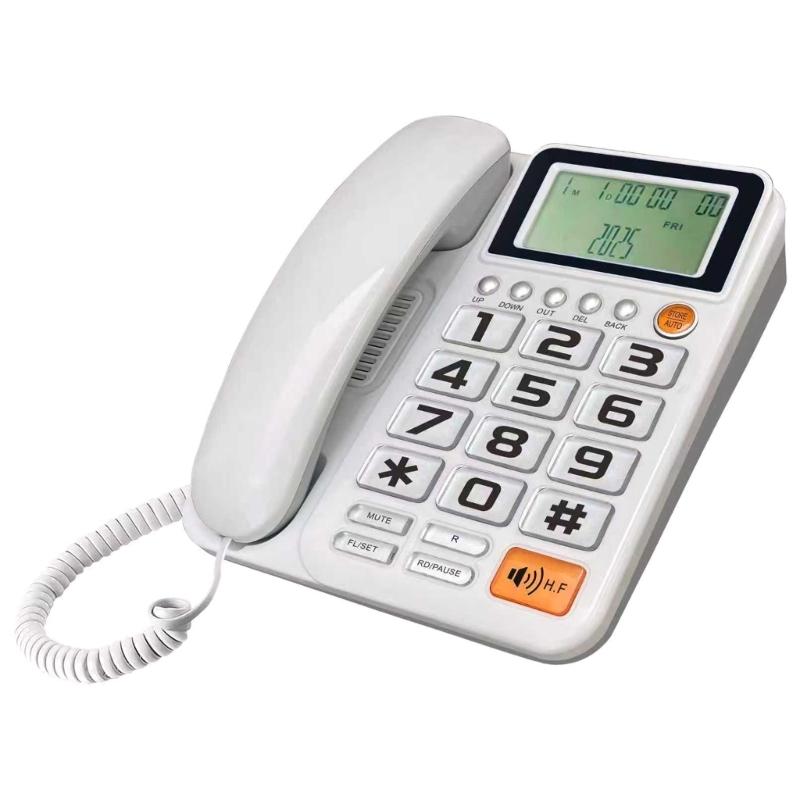 

Corded Landline Telephone Landline Desktop Landline Phone Noise Reduction Calling Suitable for Home Hotel Office білий