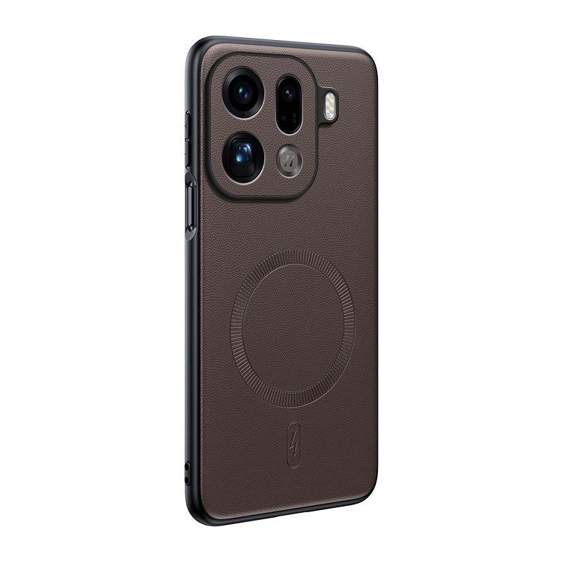 Applicable To OPPO FindX9Pro Plain Leather Magnetic Mobile Phone Case FindX9 Matte Anti-drop Protective Case
