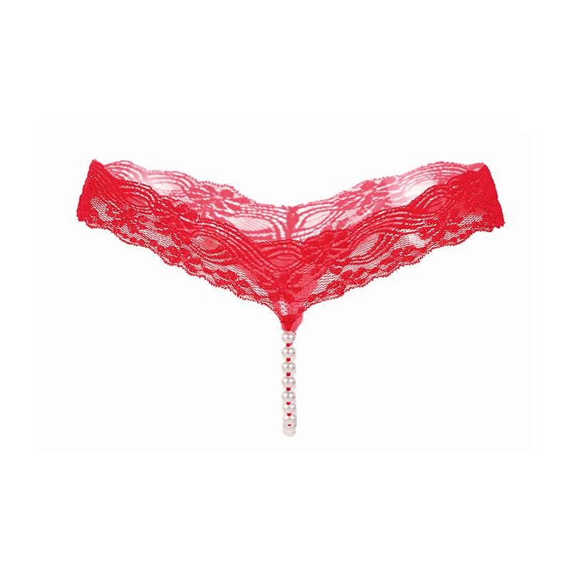 Sexy String-Spitzenunterwäsche für Frauen Ikule Back Bow Höschen G-String T-Back Tanga mit Perlen Höschen K107